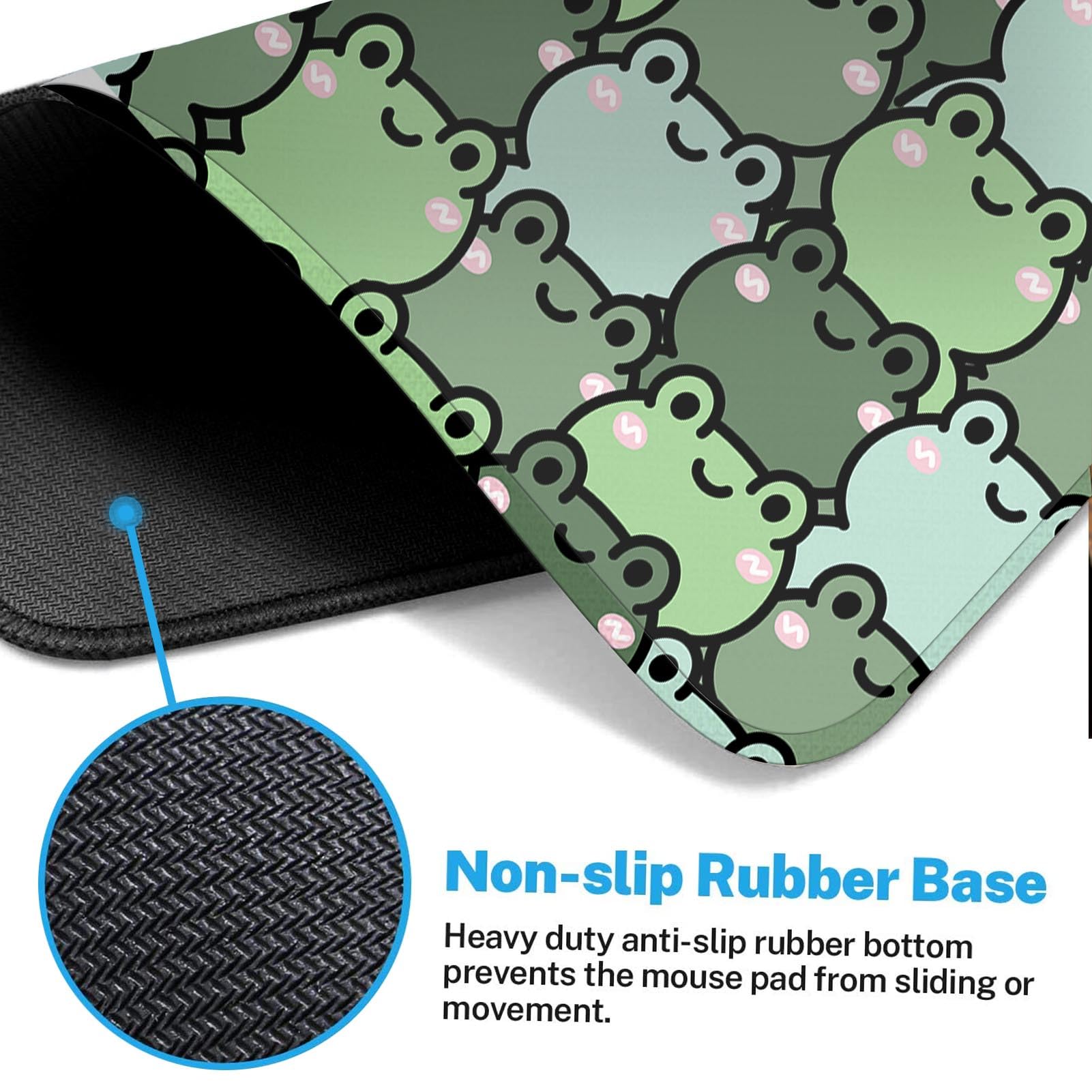 Tapis De Souris Grenouille Cartoon 80x30cm - Antidérapant Bureau Jeu - Dessin Animé Vert