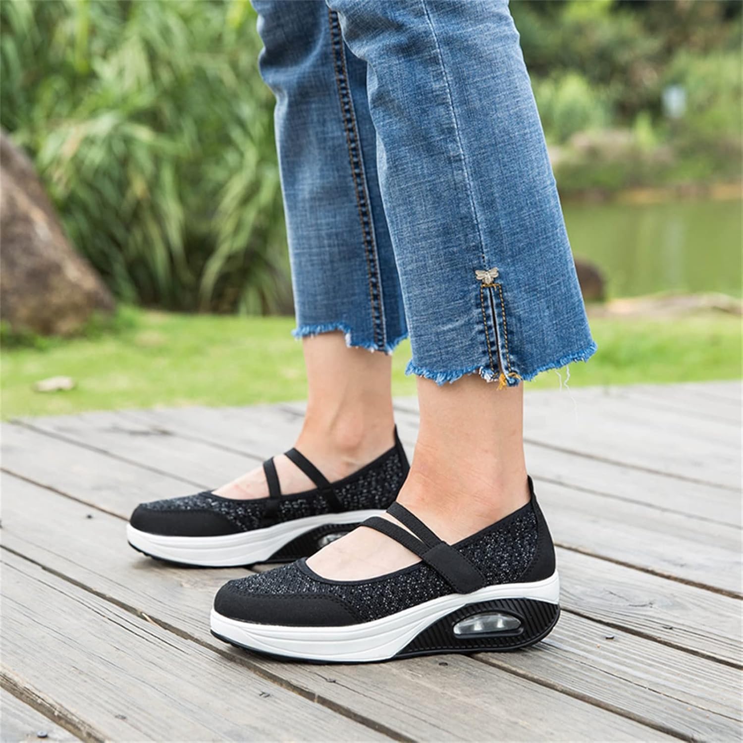 Touchmosees Women's Daily Walker Air Cushion Orthopedic Diabetic-Friendly Wedge Sneaker - Image 6