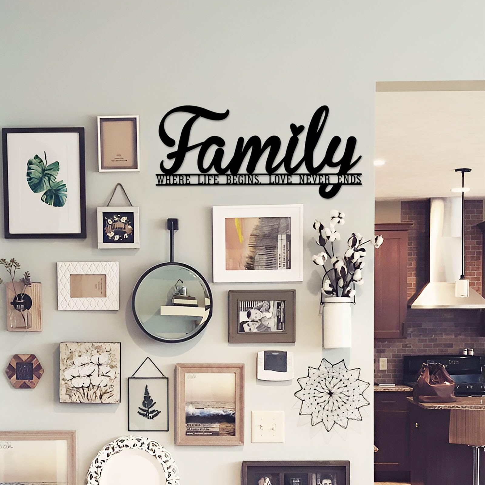 Décoration Murale 'Family' En Métal Noir - Style Rustique - Pour Salon Ou Chambre