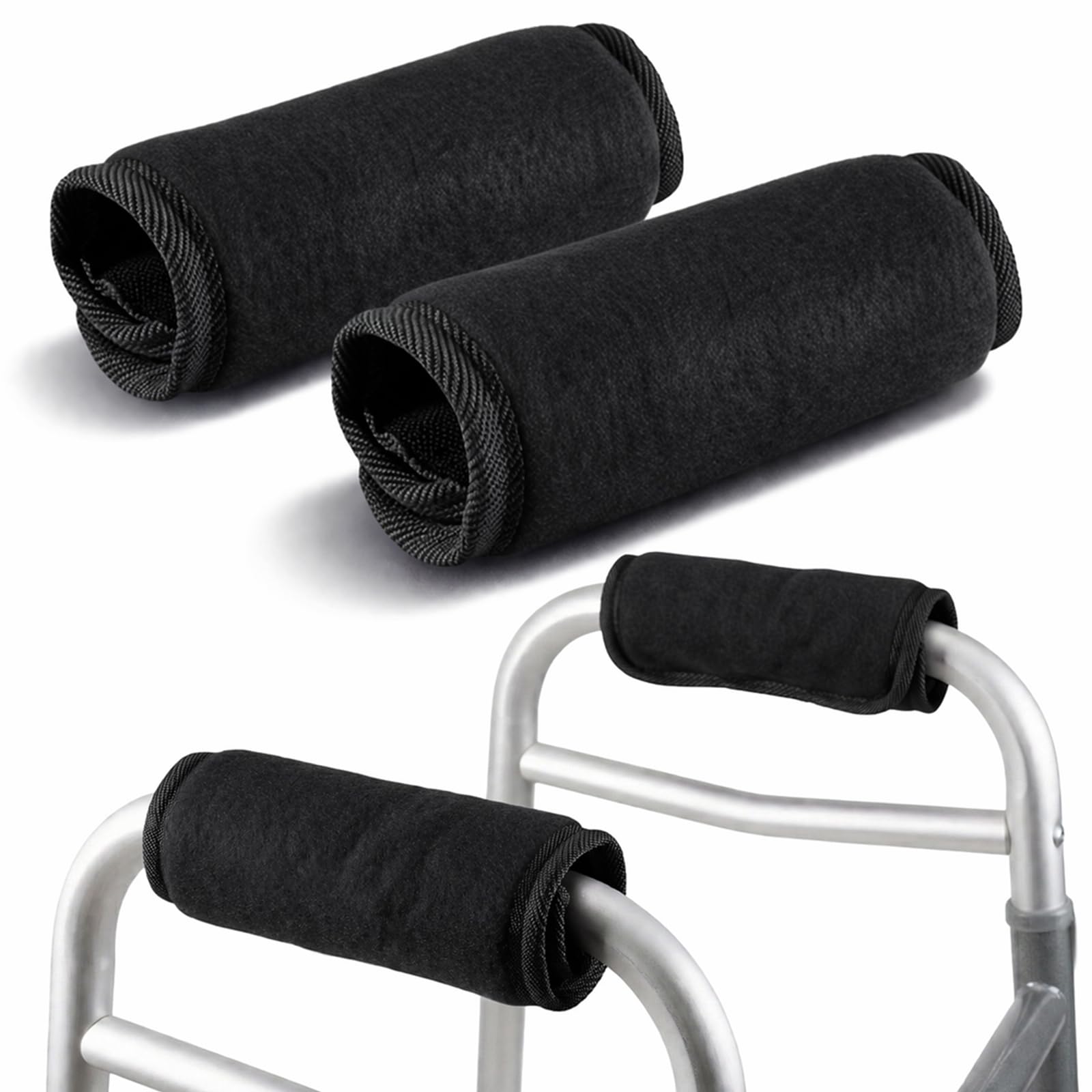 Photo 1 of 2 Pack Walker Hand Grips Cover, Walker Handle Cushions, Non-Slip Cushion Padding for Folding Rolling Wheelchair Walkers, Rollator Handle, Senior, Elderly Grippers (Black)