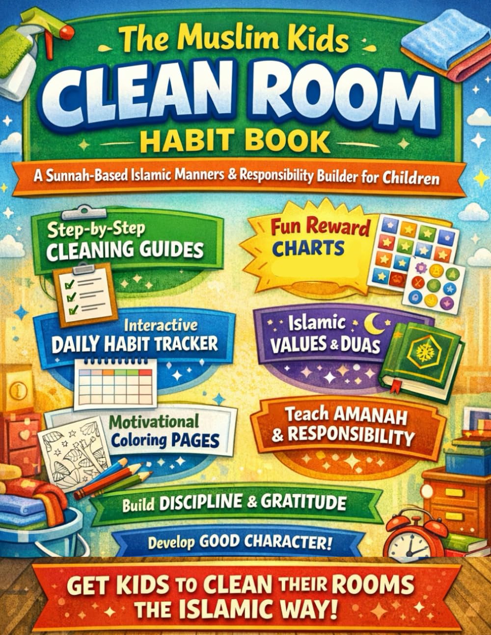 The Muslim Kids Clean Room Habit Book: A Sunnah-Based Islamic Manners & Responsibility Builder for Children | Interactive Clean Room Challenge with ... Amanah, Gratitude & Good Character