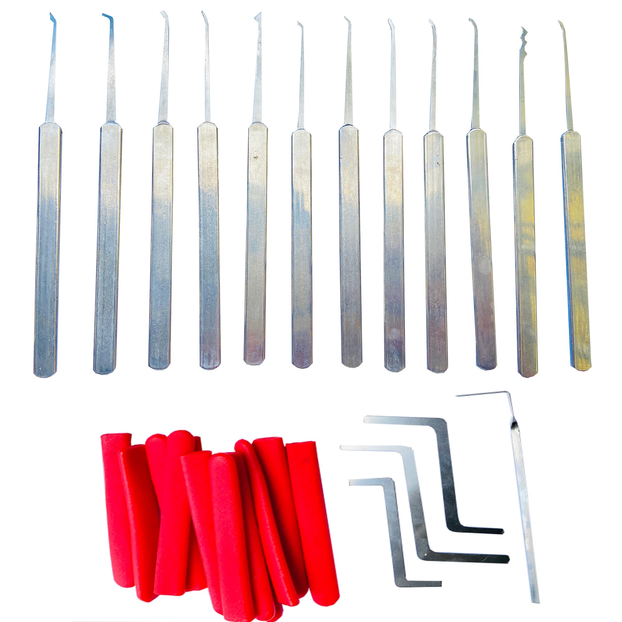 12-piece Lock Picks Set with 4-piece Tension Wrenches, New Updated Unlock Pickings, Civil Lock Fast Opener, Professional Locksmith Tools