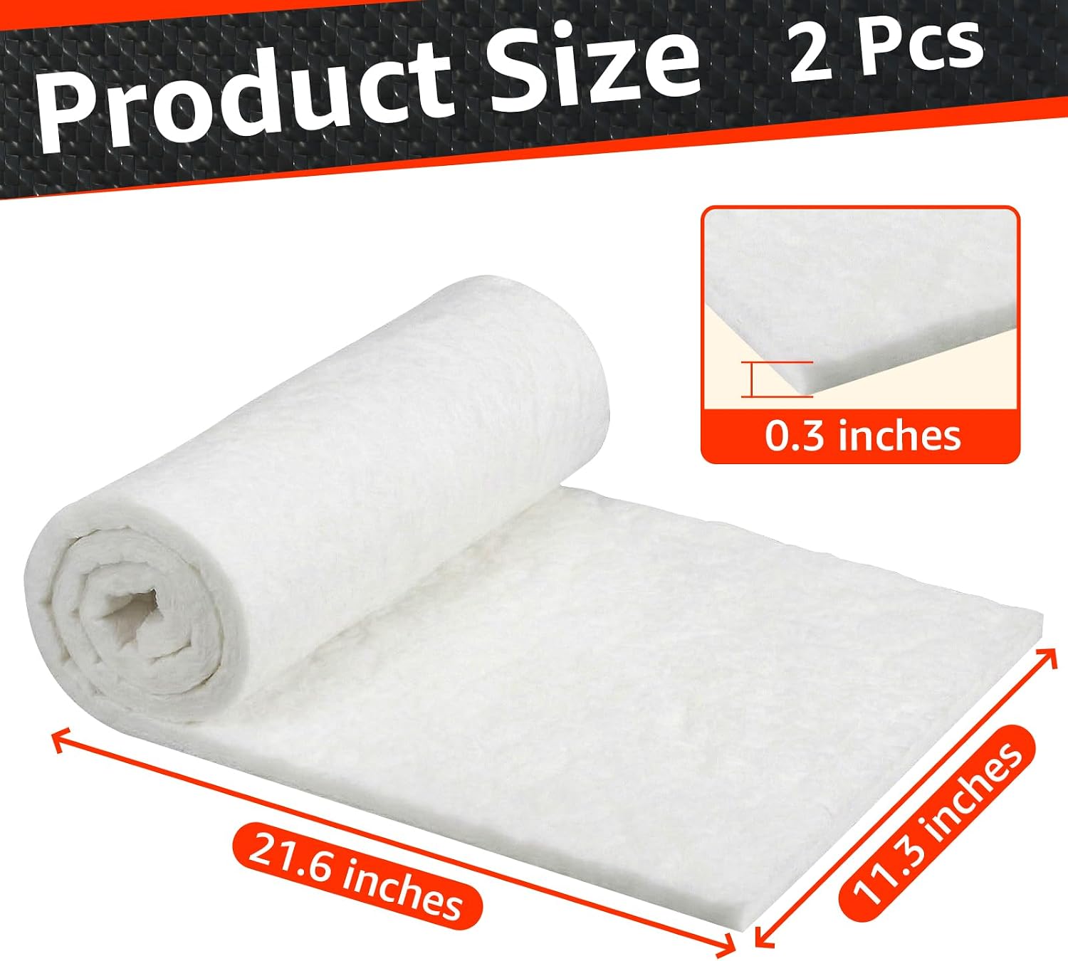 2 Pack Muffler Packing, Exhaust Packing with Ties, Universal Muffler Mat for Motorcycle Exhaust, Insulated Pipe Wrap Silencer for 2-Stroke 4-Stroke Motorcycle Atv Dirt Bike (21.6×11.3×0.3 in)