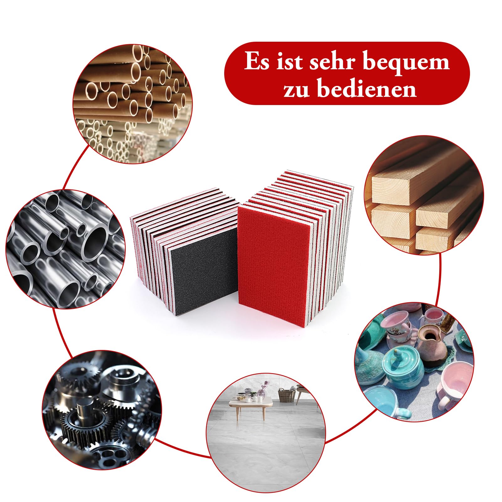 26 Pezzi Rosso Spugne Abrasive a grana,Blocco abrasivo a umido e a secco P180-P4000 Grana, Lavabili e Riutilizzabili Spugne,Flessibile Morbida Sabbia Blocco,per Cartongesso