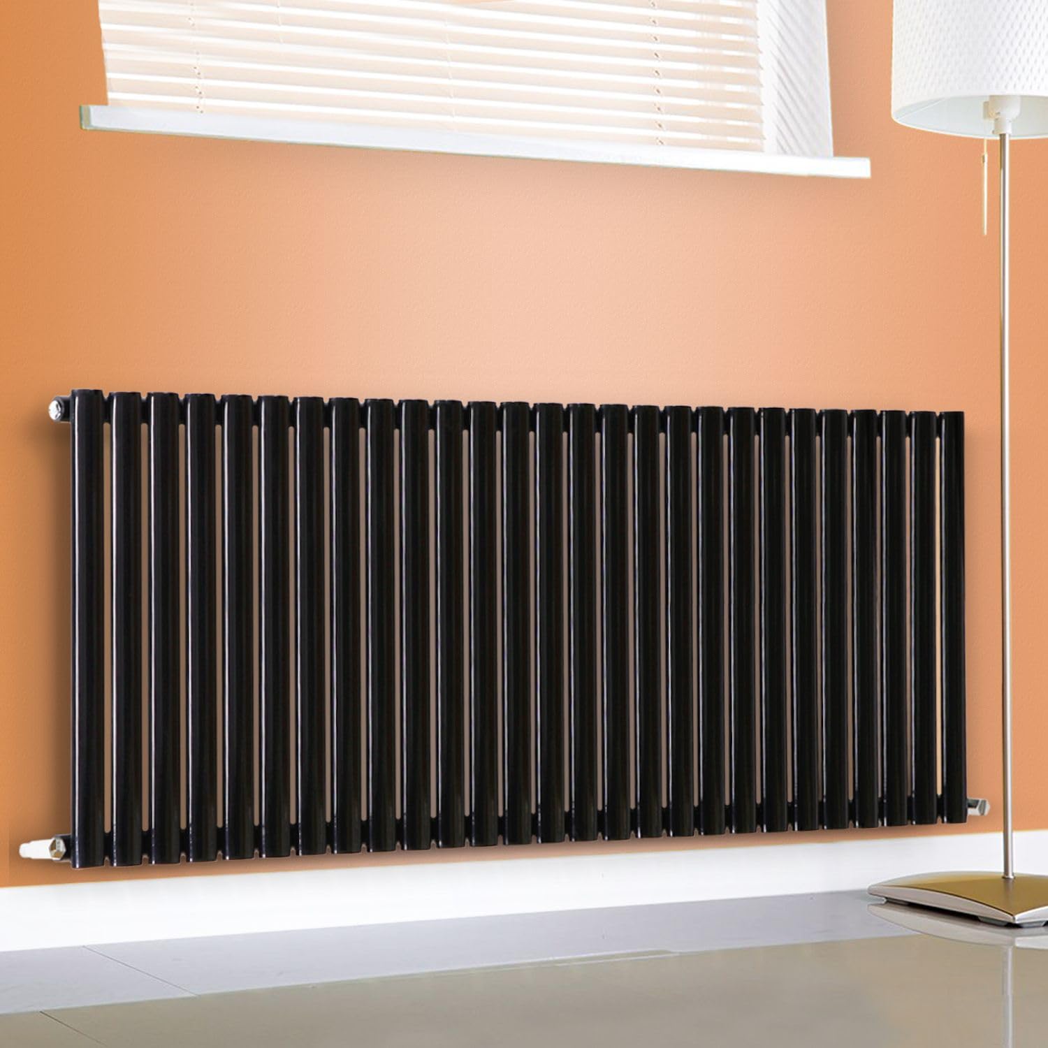 Horizontal Vertical Designer Radiator Oval Column White Anthracite Tall Upright Rads (Single - 400 x 1620mm, Black)