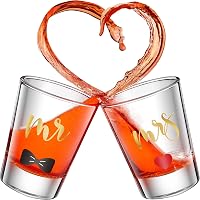 Patelai Mr and Mrs Arany Esküvői Pálinkás Pohár Szett - 2 db Elegáns Üveg Pohár Párnak, Nászajándék, Eljegyzési Ajándék, Évfordulóra, 60ml 1
