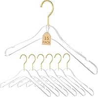 15-Pack Premium Clear Acrylic Clothes Hangers with Gold Hooks - Durable, Strong & Elegant Closet Organizers