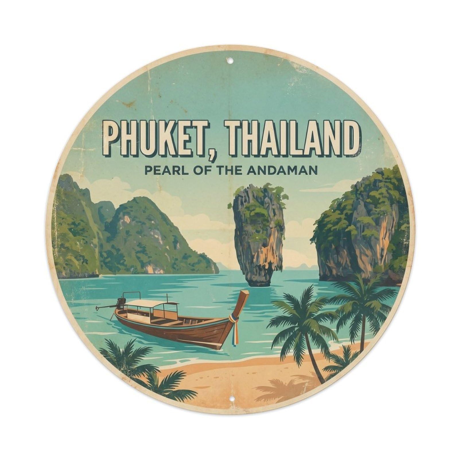 Phuket Phang Nga Bay Island Viewpoint Tropical Shore Metal Tin Sign