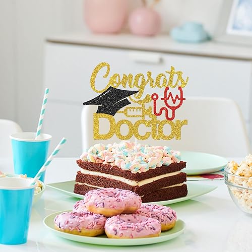 Miniatura 3 de Decoración para tartas de felicitaciones doctor, graduado de doctor, felicitaciones, dentista, escuela secundaria, senior, maestría, decoración de