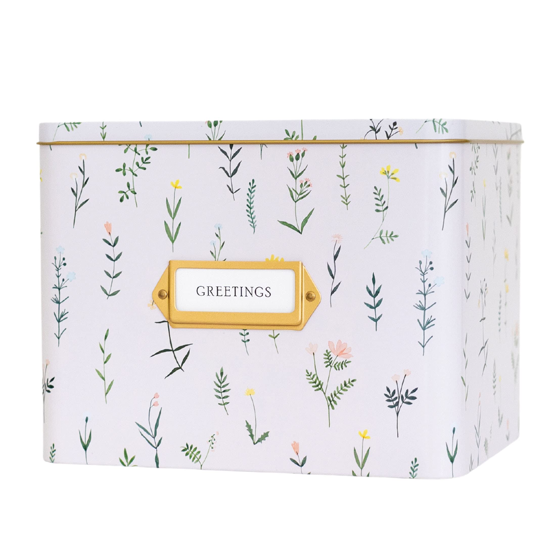 Vinca Blue Greeting Card Organizer and Storage Box with Dividers, Cards, and Envelopes | Greeting Card Keeper, Notecard Box, Birthday Card Organizer (Wildflower)