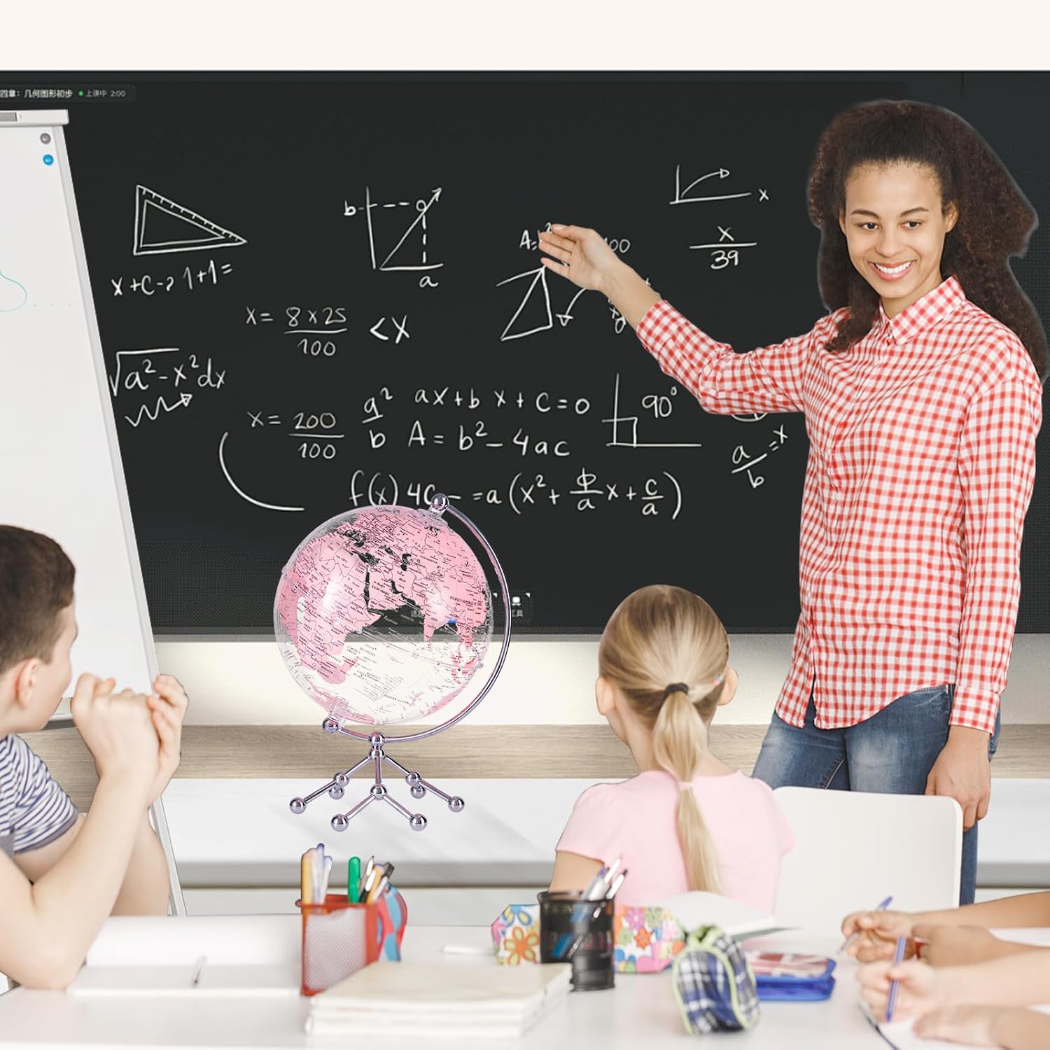 Decorative 8" Pink Earth Globe with Stand – Rotating Desktop Map for Kids, Educational World Globe with Detailed Map for Home, Office, and Classroom