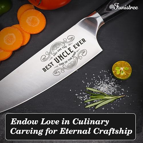 Miniatura 4 de Best Uncle Ever - Cuchillo de chef profesional alemán de acero inoxidable de alto carbono de 8 pulgadas, regalo para cumpleaños, regalos para tío