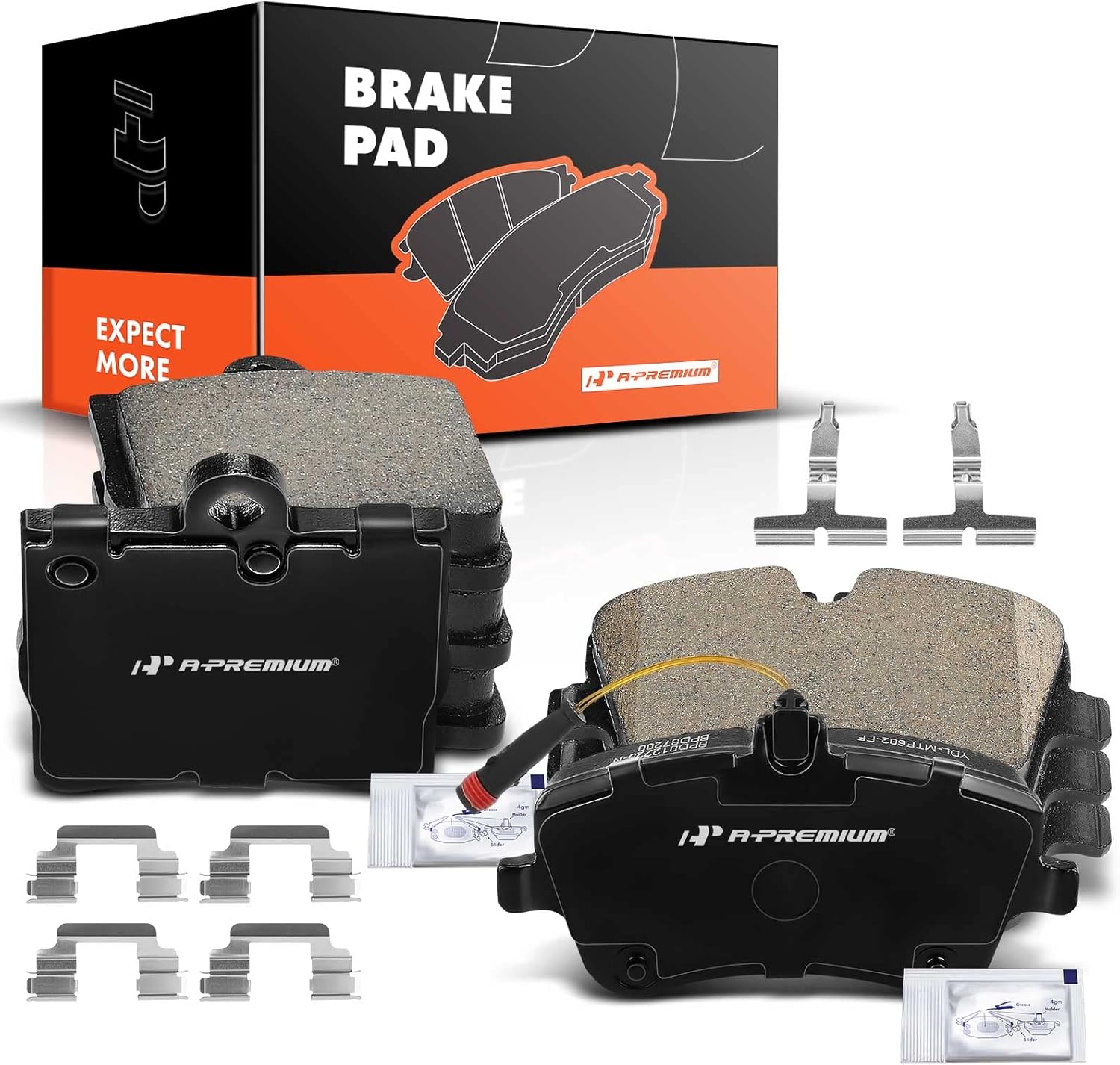 A-Premium Front and Rear Ceramic Brake Pads Set Compatible with Mercedes-Benz Models - W203 C230 2002-2007, W203 C240 2001-2005, R171 SLK280/SLK300, R172 SLK30, with Hardware, 8-Pack