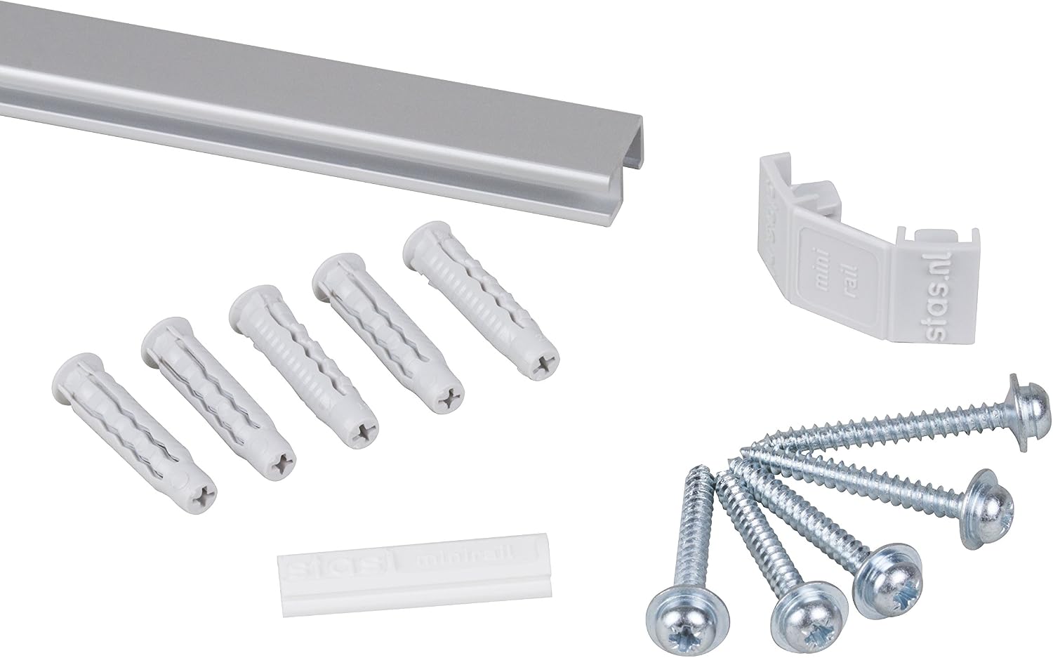 STAS Picture Hanging System: STAS minirail Silver 150cm + Installation kit
