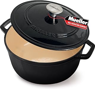 MUELLER HOME 6 Quart Enameled Cast Iron Pot Dutch Oven, Heavy-Duty Oven-...