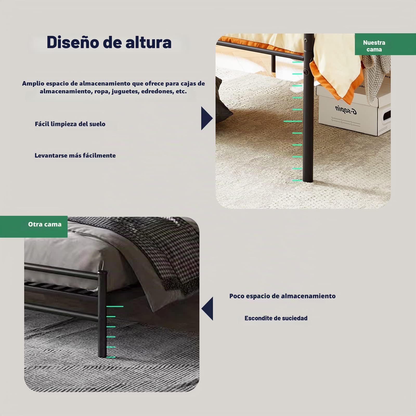 Estructura de cama de metal | cama individual moderna juvenil con somier para dormitorio o habitación de invitados | 90 x 190 cm | negro
