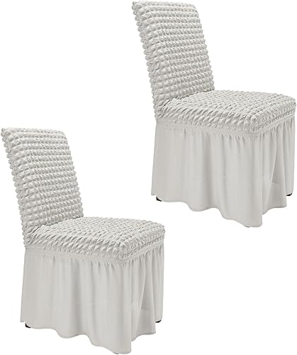 Miniatura 7 de NICEEC Fundas para sillas de comedor de alta elasticidad, juego de 6 fundas extraíbles para sillas de comedor con falda de elastano, fundas