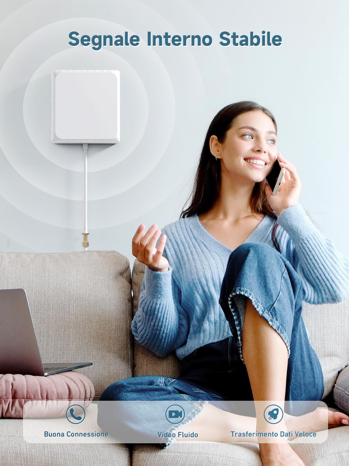 ANNTLENT Serie N50 Amplificatore Segnale Cellulare - Collegabile con APP Supporto Banda 20/8/3/1/7 Ripetitore 4G 3G gsm per Casa Ufficio Ripetitore Segnale Cellulare Supporta TIM Wind Tre