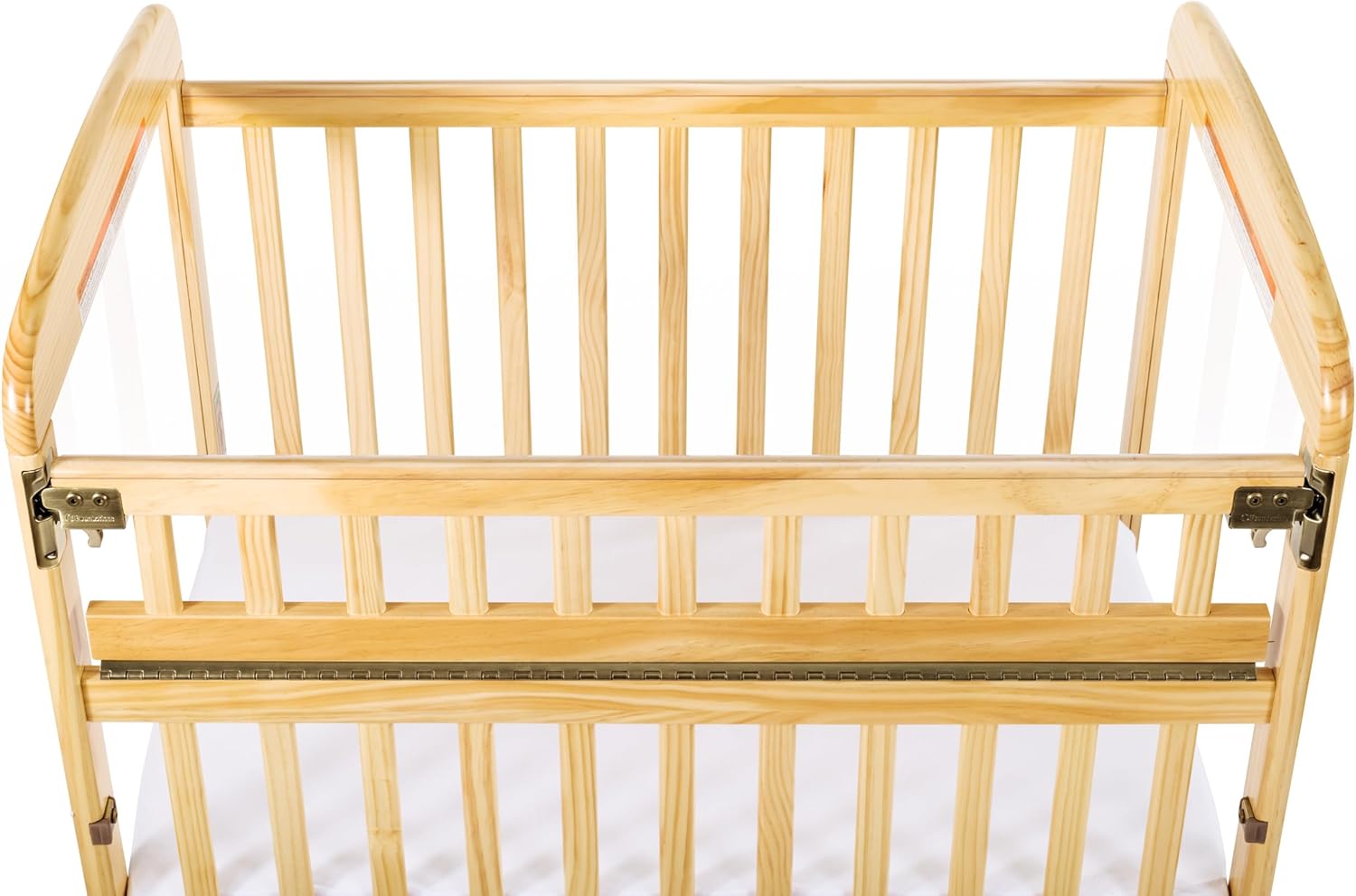 Child Craft Avery SafeAccess Wooden Compact Portable Crib, Features 2 Easy Roll Locking Wheels, Durable Wood Construction, Fits Through Doorways (Natural)