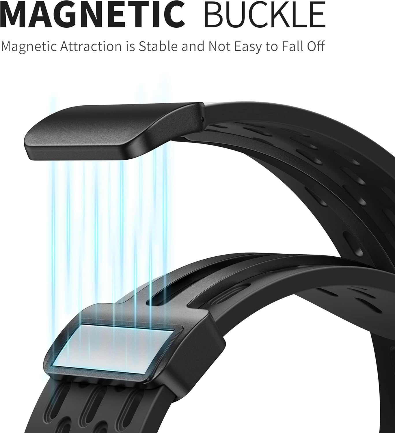 Magnetic Anti Sweat Sport Band/Strap for Apple Watch, Waterproof Breathable Silicone Correas. Para Compatible with iWatch Ultra SE Series 10/9/8/7/6/5/4/3/2/1,For Women Men, 38mm 40mm 41mm 42mm F-Black 1 Pack-38mm/40mm/41mm/(42mm-Series 10) image 6 of 7 B0CQ7F6YJ4