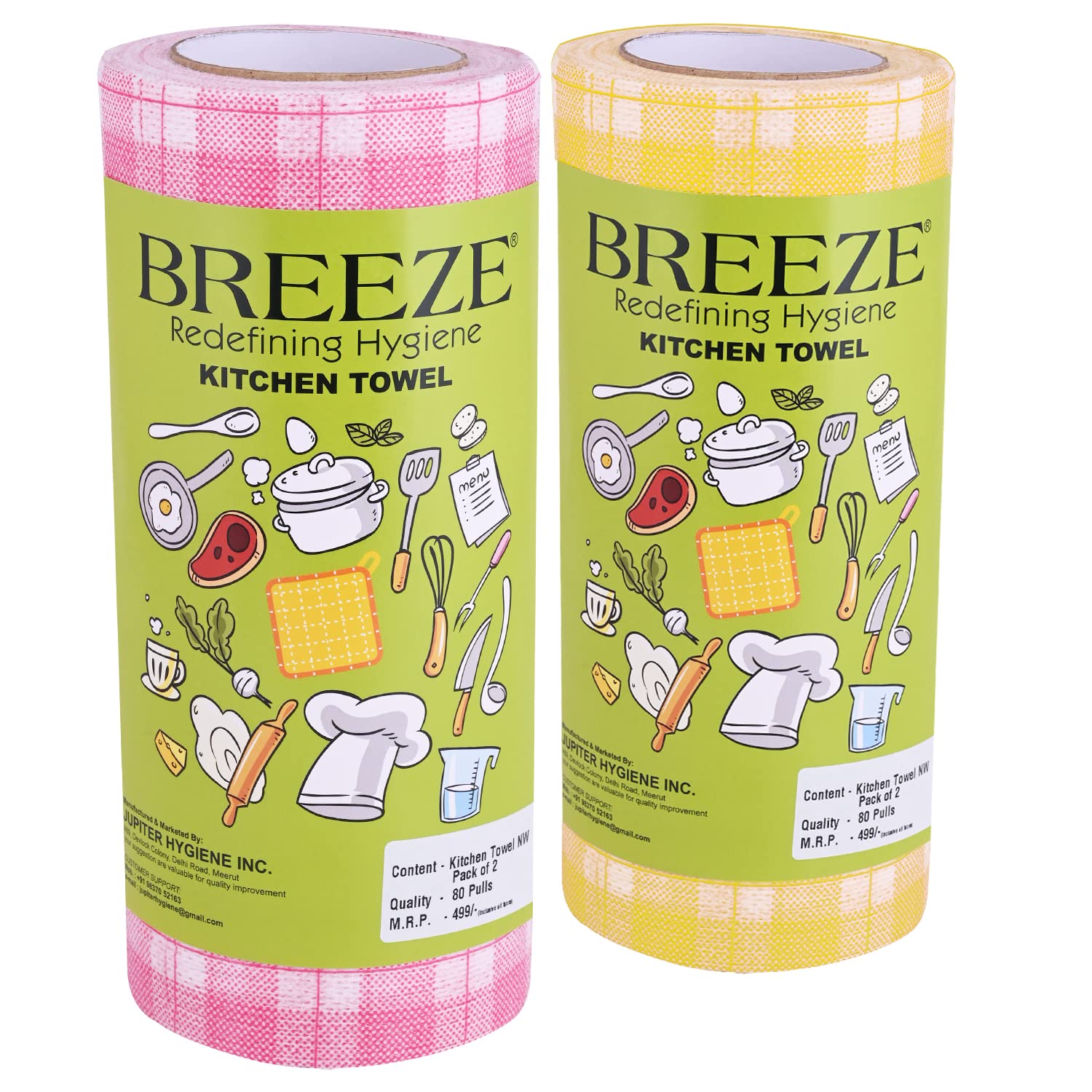 BREEZE BRE025 Non-Woven Multipurpose Kitchen Towel Tissue Paper Roll Highly Absorbent & Extra Soft Made of Natural Fibers (Pack of 2, 80 Pulls Per Roll)-image-49