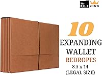 Vista 2 de The File King Cartera de archivos expansible, tamaño legal, 10 cuerdas rojas Fabricado en Estados Unidos Carpetas expandibles de 5.25 pulgadas