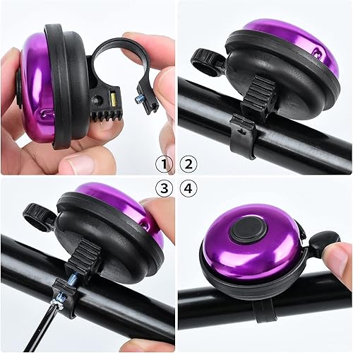 Miniatura 5 de Campana de bicicleta clásica, campana de bicicleta de aluminio, sonido nítido y claro para bicicleta para adultos y niños