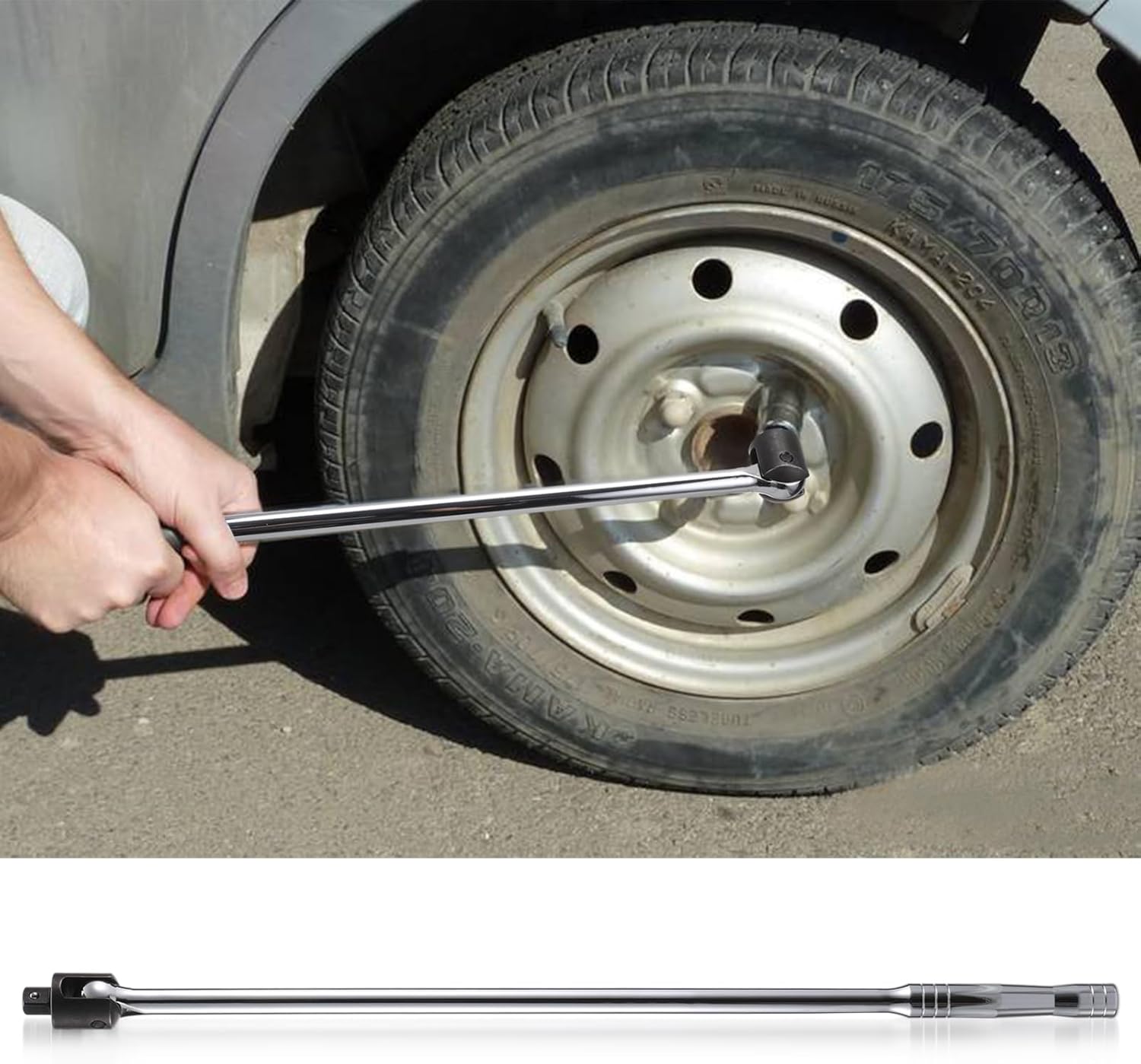 jojofuny 1/ Drive Socket Spanner Breaker Bar Ratchet 180° Rotation for Easy Nut Bolt Removal