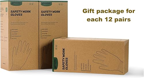 Miniatura 5 de Guantes de trabajo de seguridad con revestimiento de poliuretano, 12 pares, guantes de punto sin costuras rojos con revestimiento de poliuretano,