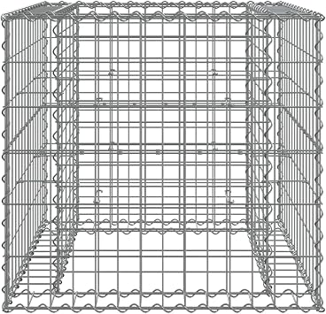 Gecheer Galvanized Iron Gabion Basket Planter 27.6 x 27.6 x 25.6 Inch Square Outdoor Decorative Garden Border with Industrial Silver Finish