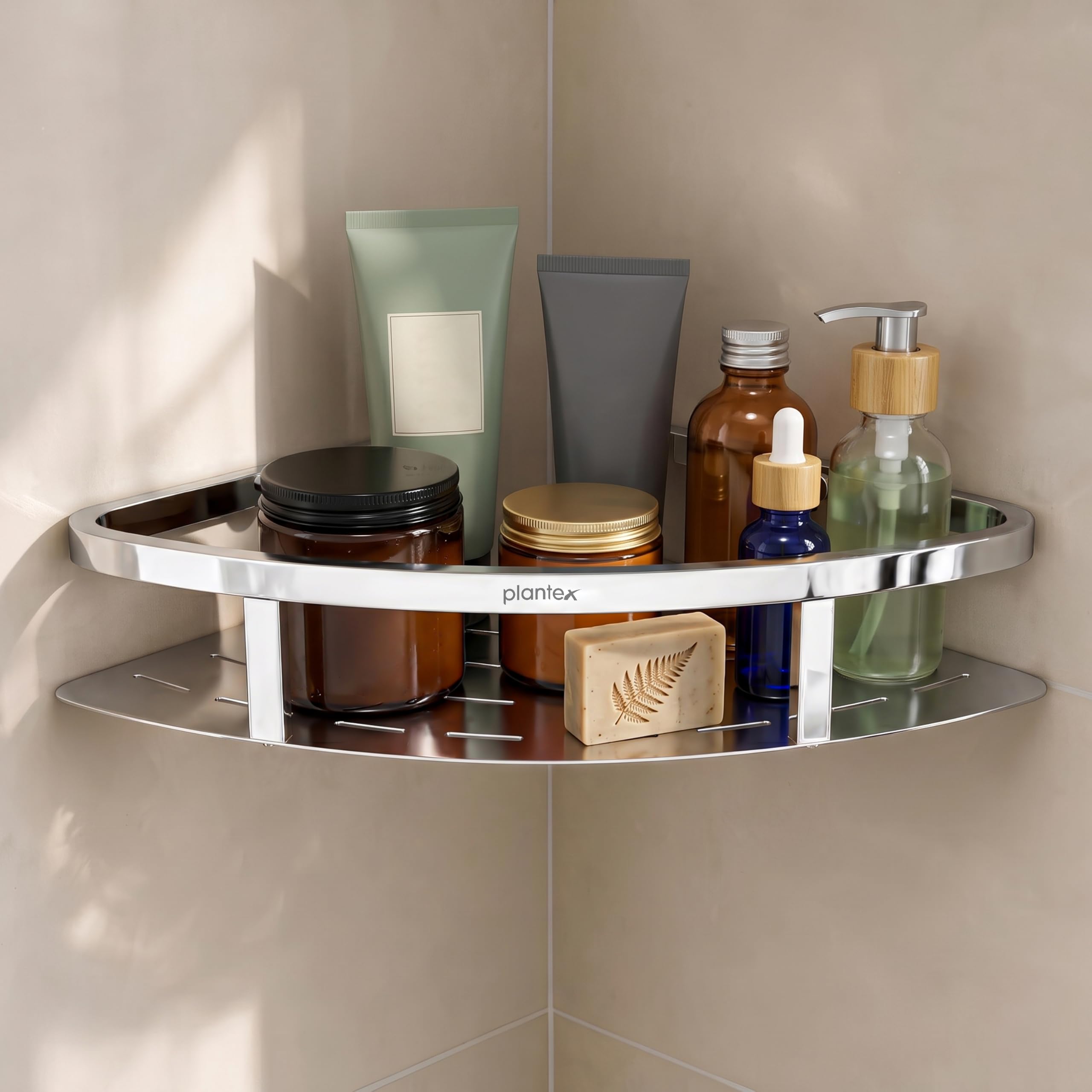 Plantex 304 Stainless Steel Corner/Bathroom Shelf/Kitchen Shelf/Wall Mount - Pack of 1 (Chrome,9x9 Inches)-image-43