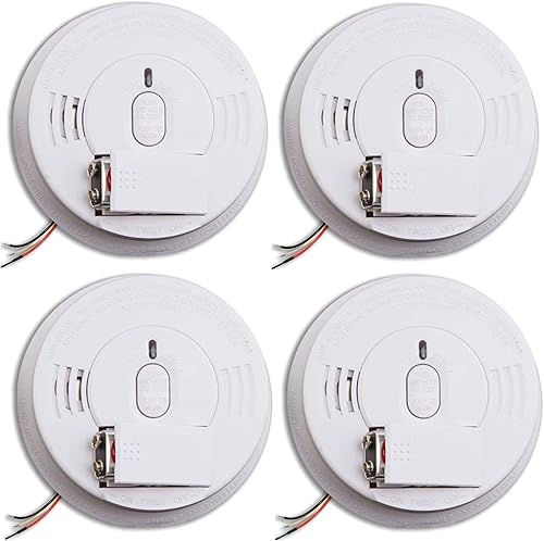 Miniatura 2 de Kidde Detector de humo, alarma de humo cableada, paquete de 4, detector de humo blanco y monóxido de carbono con alertas de voz, funciona con pilas,