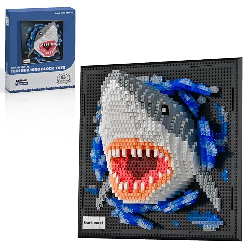 BNG Shark Wall Art Building Blocks for Adult,Animals Model Kit