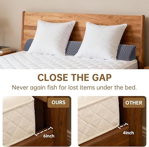 Miniatura 3 de Almohada de cuña de cama tamaño Queen (60 x 6 x 8 pulgadas) para relleno de huecos de colchón de cabecero (0-6 pulgadas) para dormir en dormitorio