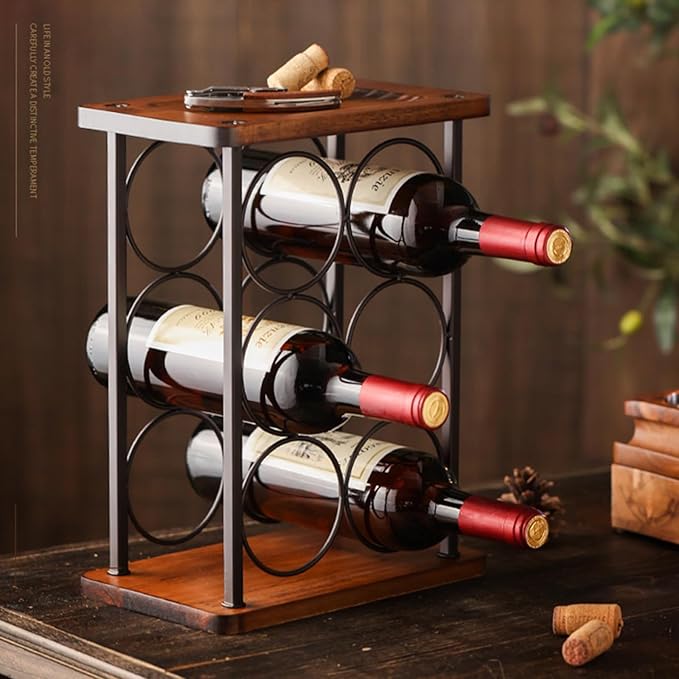 Soporte para Botellas de Vino de Madera Rústica 6 Botellas 3 Niveles miniatura 7