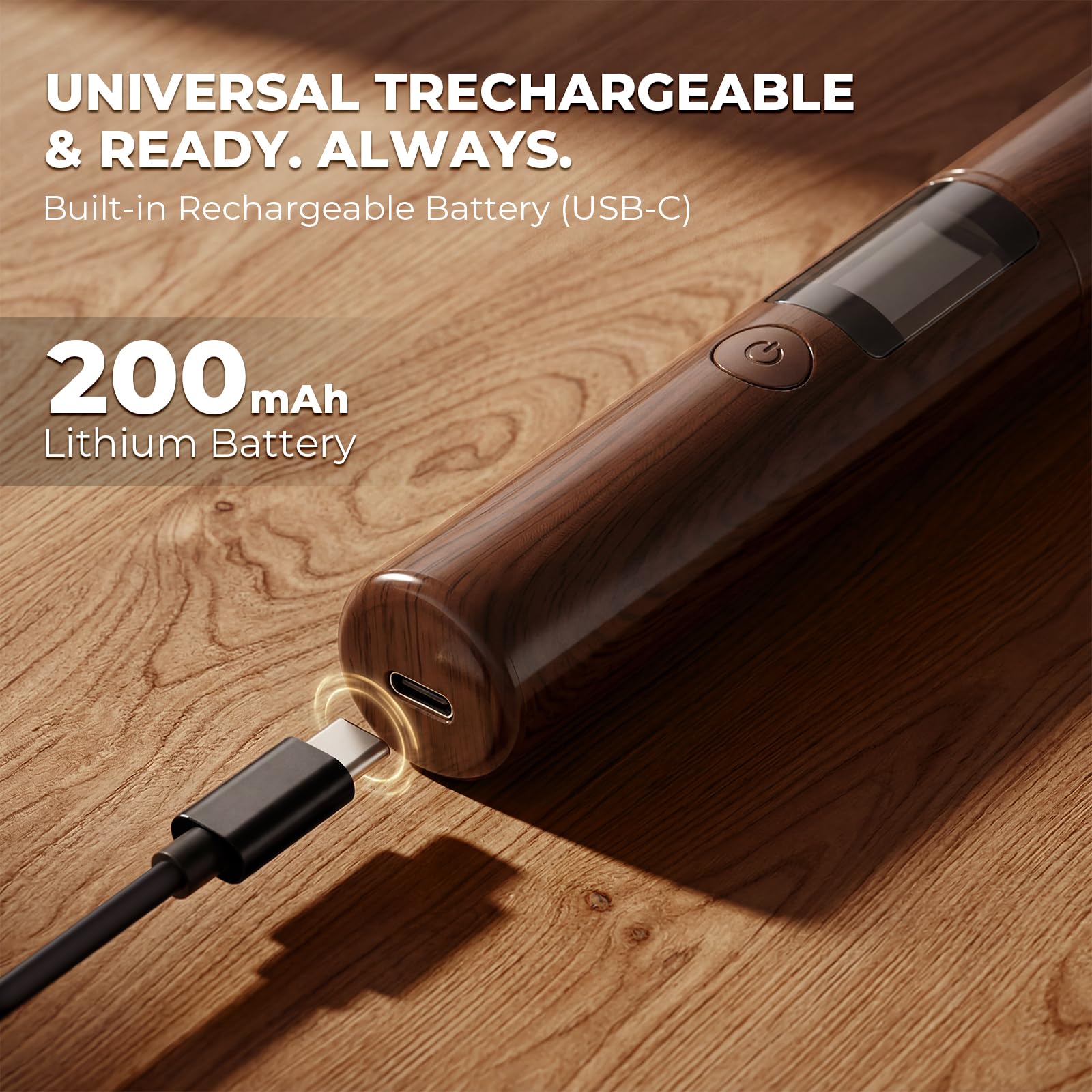 GLENCREAG Classic Style Humidity Tester for Storage Boxes | Igrometro Ricaricabile con Sonda e LED, Misura Umidità per Humidor, Regalo