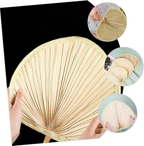 Miniatura 9 de Yardwe Ventilador de mano chino tradicional ventilador tejido de bambú hecho a mano verano fresco pu hogar decorativo estilo aleatorio