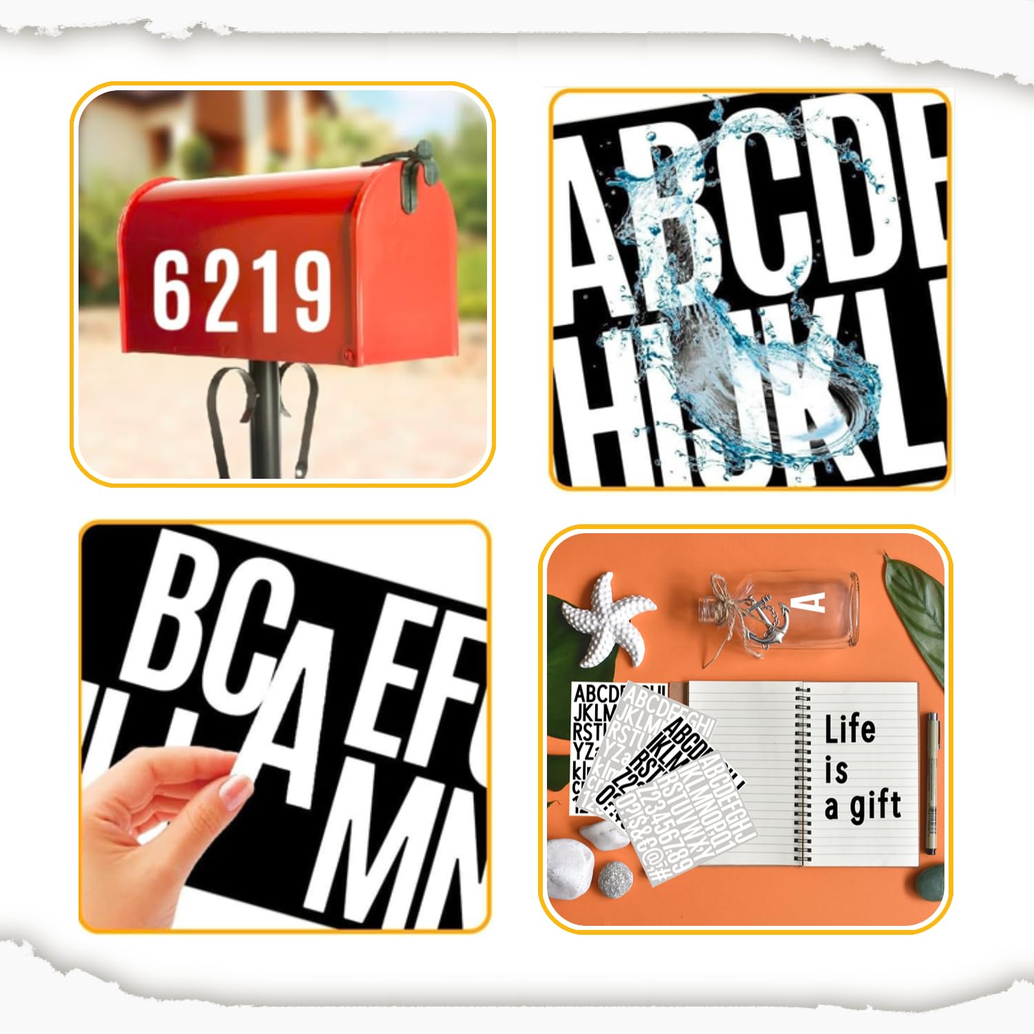 Kit de lettres et chiffres en vinyle autoadhésif de 5 cm, autocollants modernes pour boîte aux lettres, panneaux, fenêtre, porte, voitures, camions, maison, entreprise, numéro d'adresse, nom