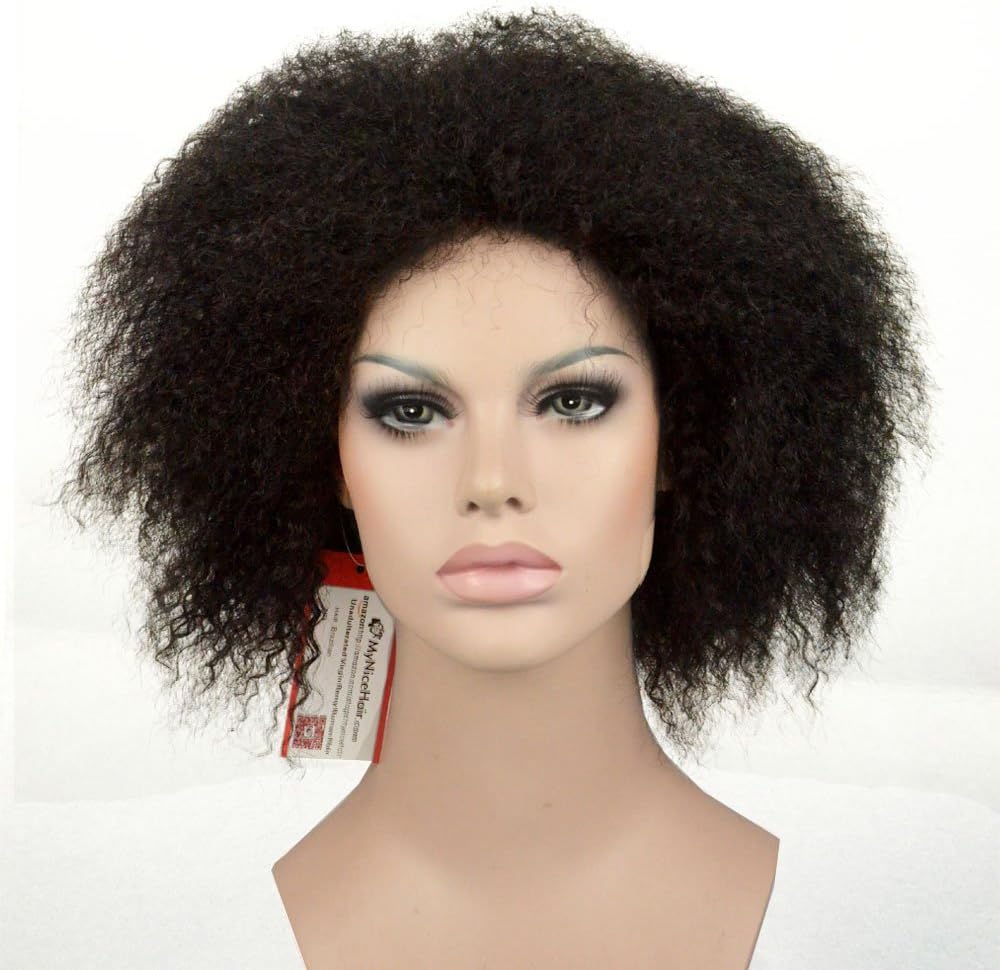 MyNiceHair-Afro Kinky Curly Brazilian Human Hair None Lace Wigs For Black Women Natural Black