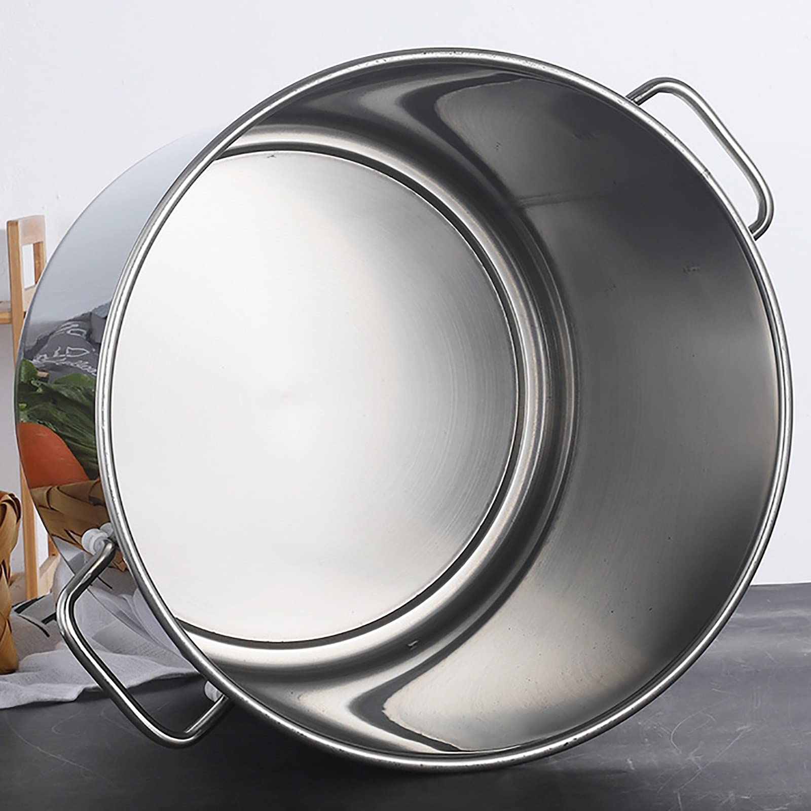 Olla De Acero Inoxidable con Tapa, Olla con Tapa para Elaboración Casera De Cerveza, Jarabe De Arce, Utensilios De Cocina De Acero Inoxidable (Tamaño: 45 X 26 Cm)