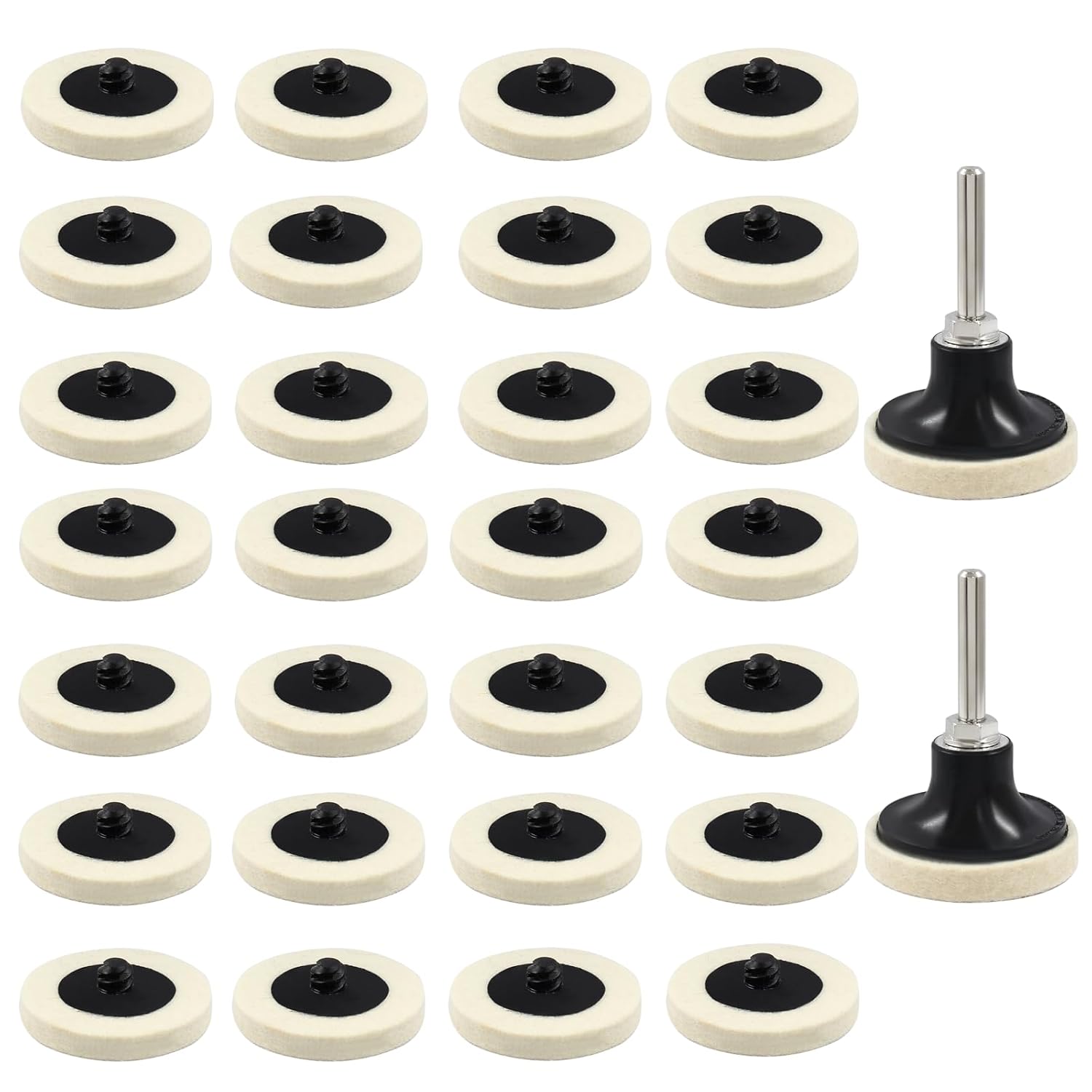 Bonsicoky 2 Inch Compressed Wool Polishing Buffing Pads, 10 Pcs Wool Buffing Pad with 2" Disc Pad Holder for Polishing and Buffing
