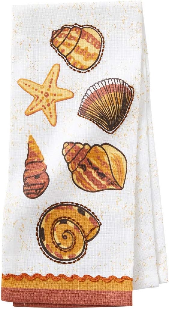 Enesco Designs by Lolita Coastal Seaside Dish Cloth Bar Towel, 26 Inch, White