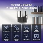 GL.iNet GL-BE9300 (Flint 3) Tri-bande WiFi 7 Routeur à grande vitesse 6GHz Jeu WiFi Routeur pour Internet sans fil, longue portée, 5 x 2.5G VPN Routeurs pour Modem Optic Fibre, Routeurs d'ordinateur, Maison & Entreprises