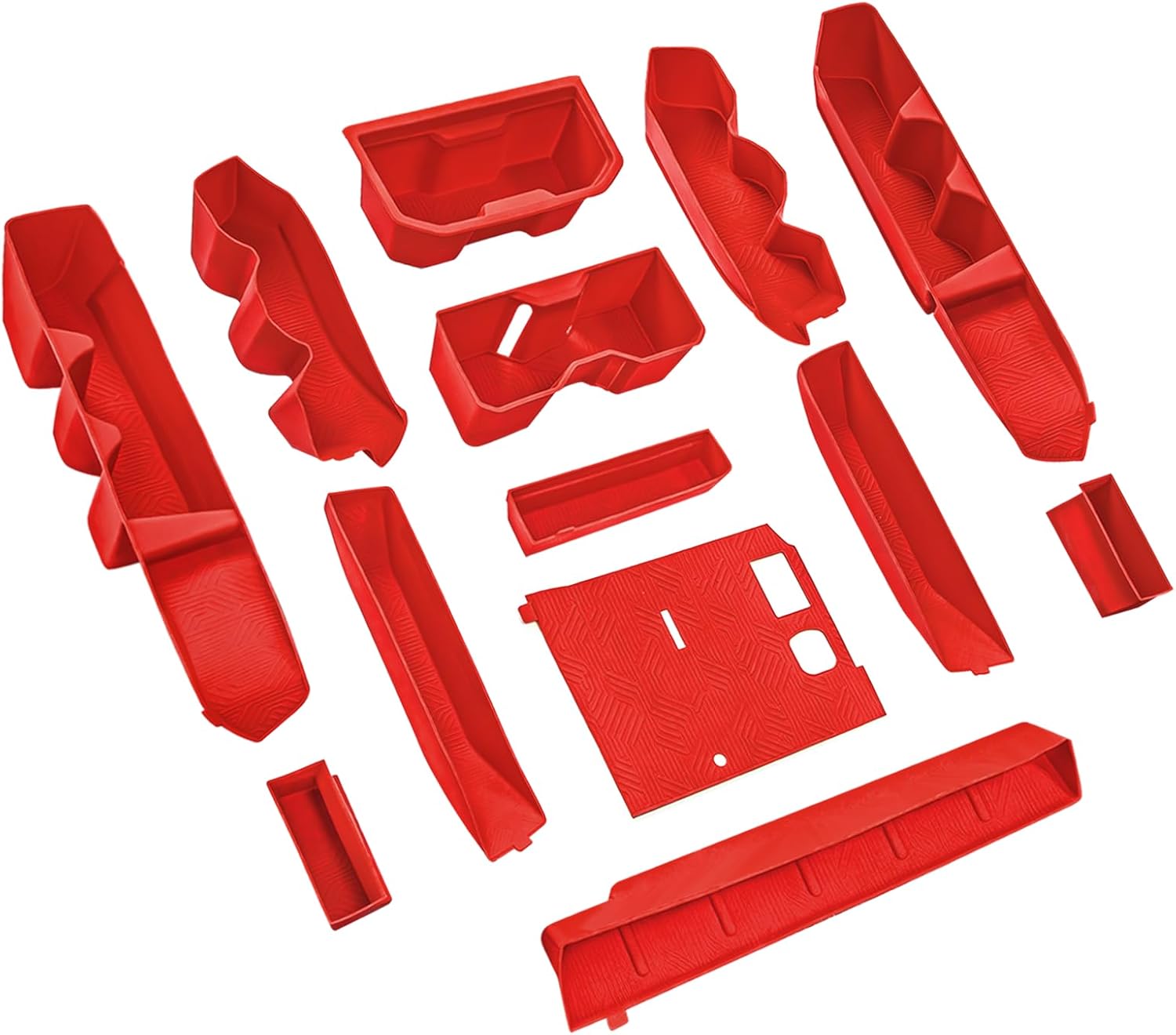Interior Silicone Liner Insert Custom Fit for Tacoma 2024 2025, Interior Silicone Pads Kits for Tacoma Gen 4th, Silicone Organizer Tray for Tacoma - for Tacoma Double Cab only - Fully Covered Red for Tacoma Gen 4th (2024 2025) & Crew Cab