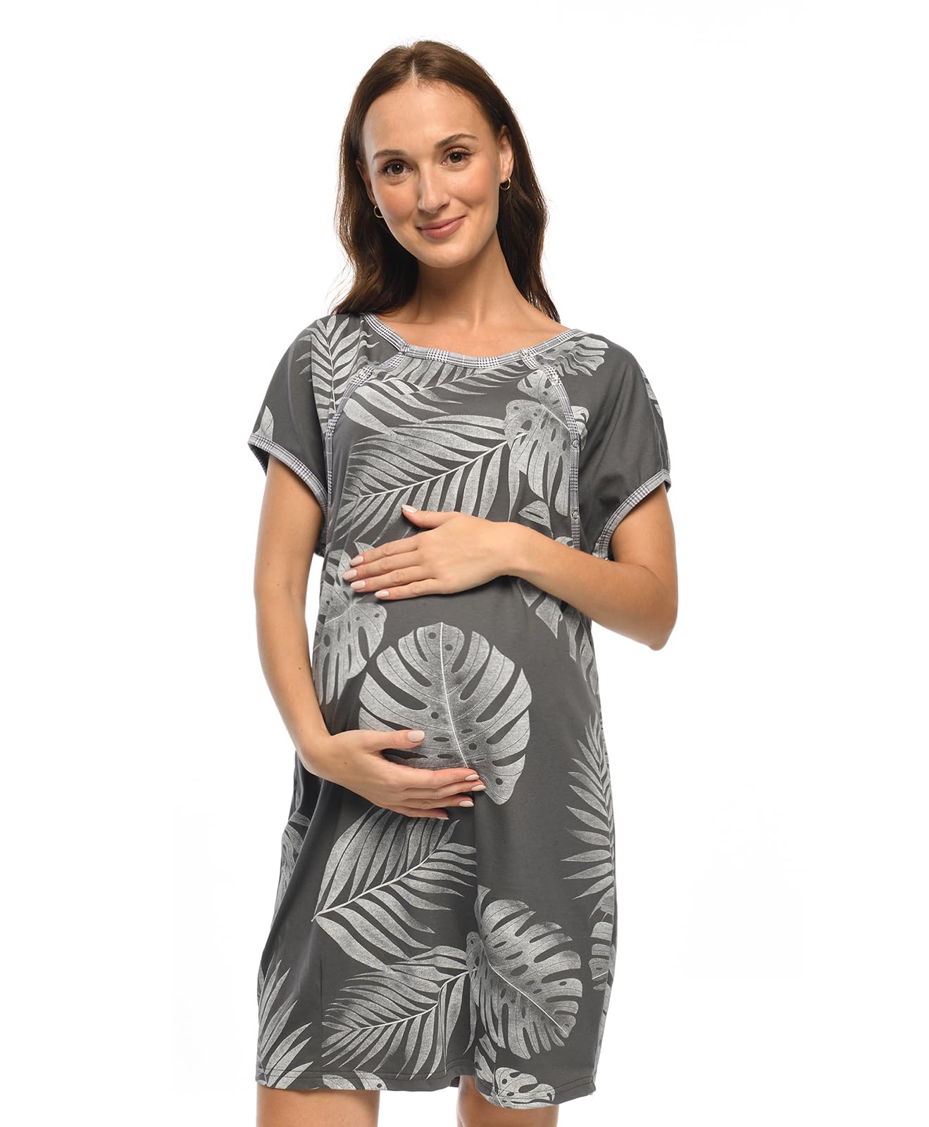 MijaCulture Camicia da notte 3 in 1 4123, grafite/palme, S