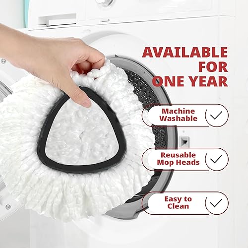 Miniatura 6 de Mop Replace Head, 3 Pack Spin Mop Replacement Head Easywring 1-Tank System, Easy Cleaning, Microfiber, Machine Washable