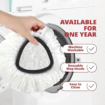 Mop Replace Head, 3 Pack Spin Mop Replacement Head Easywring 1-Tank System, Easy Cleaning, Microfiber, Machine Washable