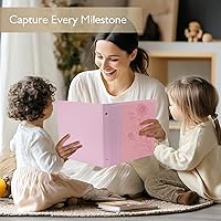 Vista 22 de Álbum de fotos de 8x10 pulgadas con bolsillos transparentes, cubierta de piel, álbum de fotos deslizable para 100 fotos verticales de 8x10, libro