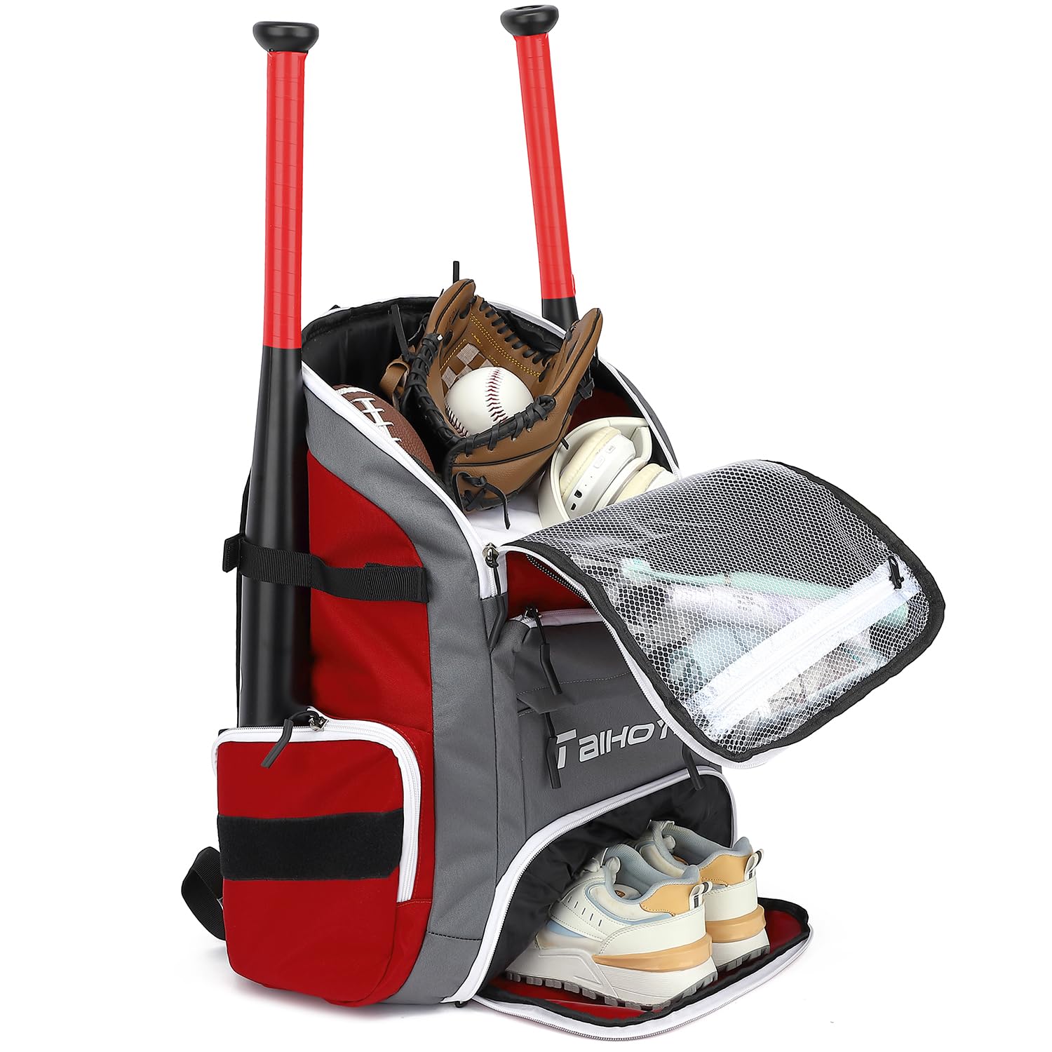 Sac à dos de baseball – Sac à dos pour équipement et équipement de baseball, T-ball et softball, porte-batte et gants, grand compartiment principal pour casque et accessoires, compartiment