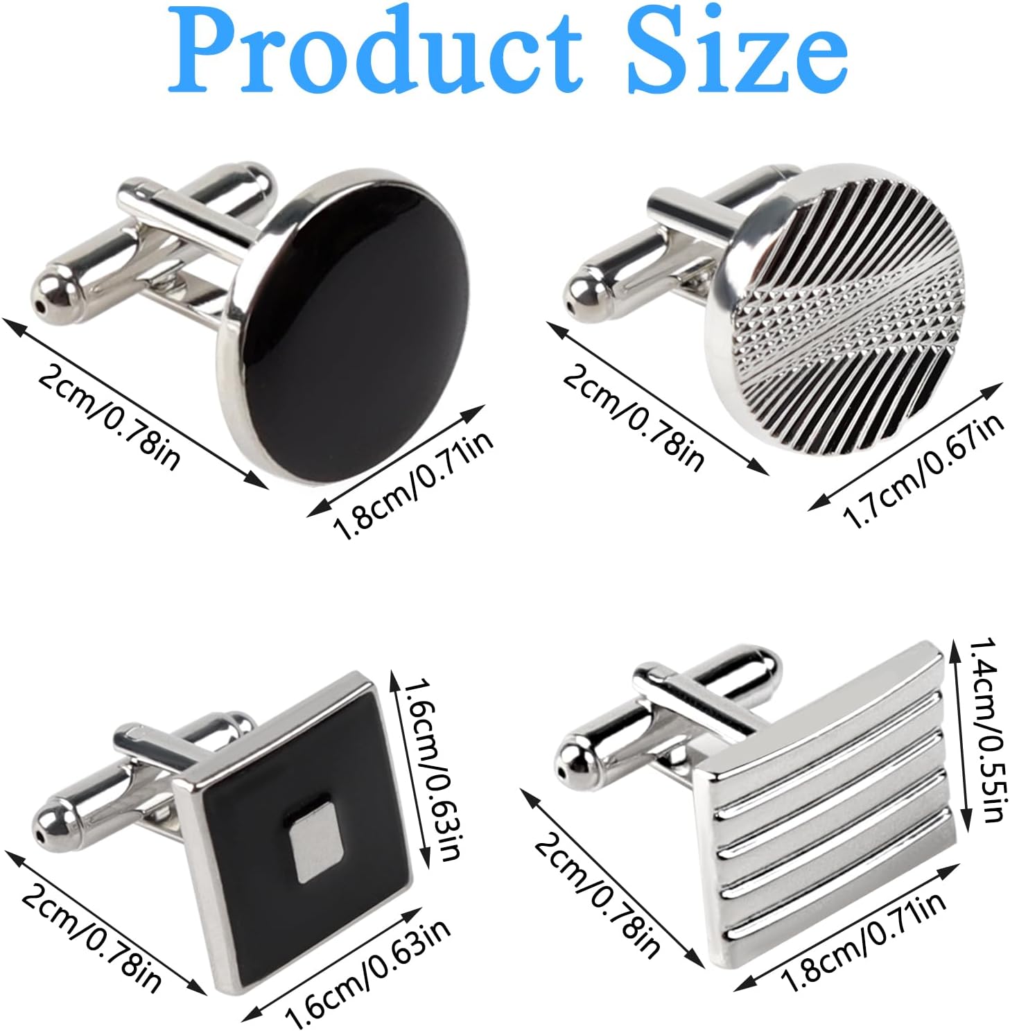 Cuff Links Mens, Fashion Cufflinks for Men, Silver and Black Mens Cufflinks Decorations for Leisure Wedding Fathers Husbands Boyfriends Gifts